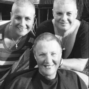 Gill on the right after my headshave day with my sister and Mum, I had a lot of support in many ways and was truly lucky.